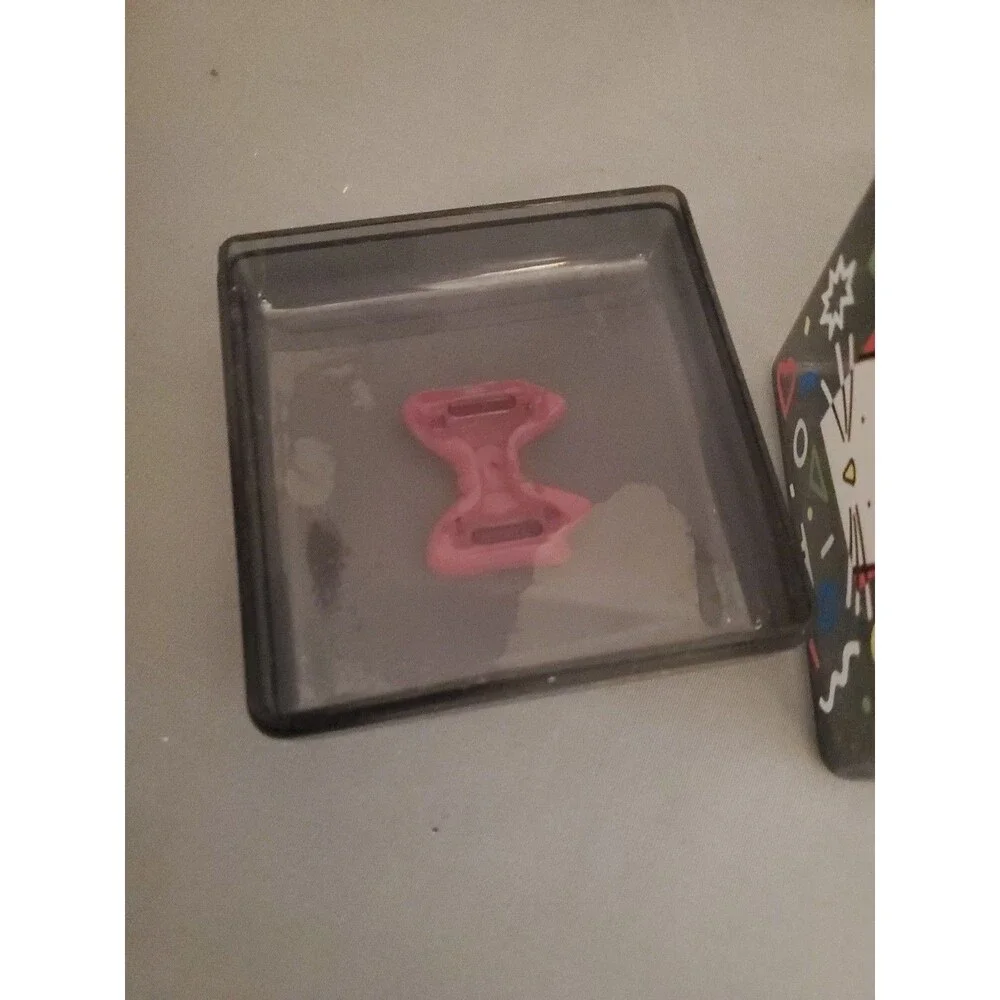 Vintage 90’s Sanrio Cat Clear Black Plastic Trinket Box With Pink Bow On Top
